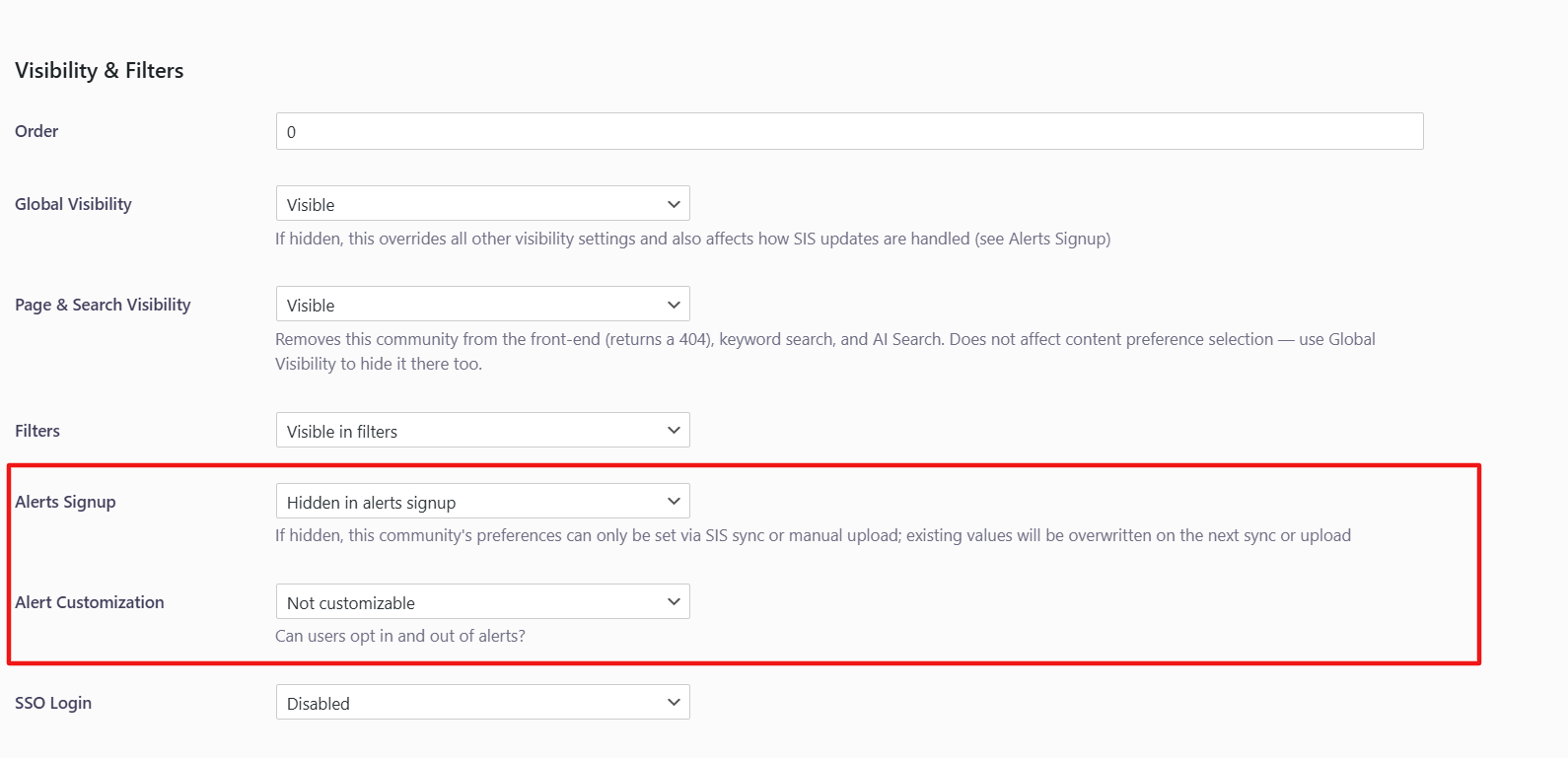 edit user community visibility