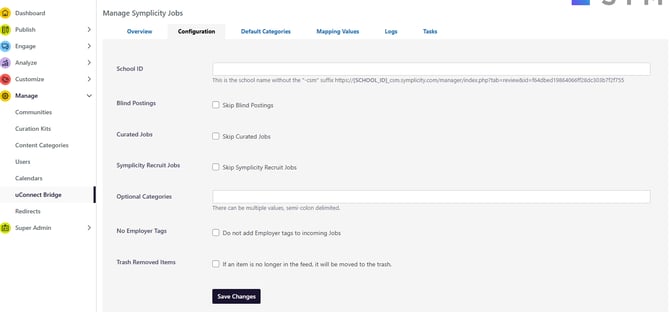 uConnect Bridge settings