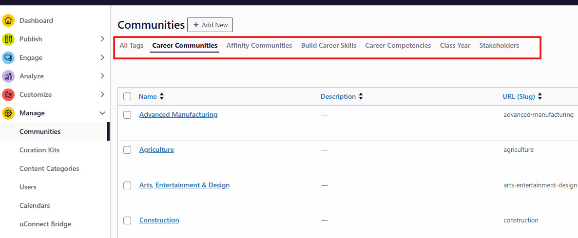 Community groups in uConnect