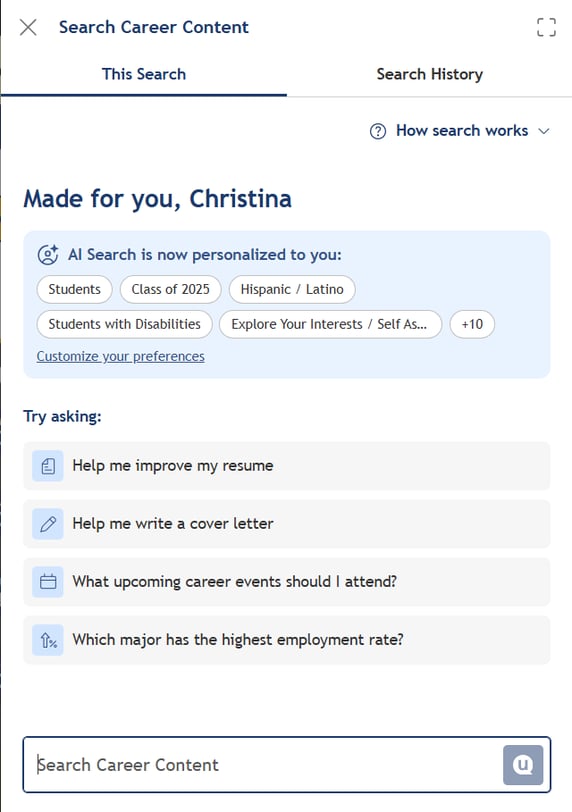 personalized log in for AI search in uconnect
