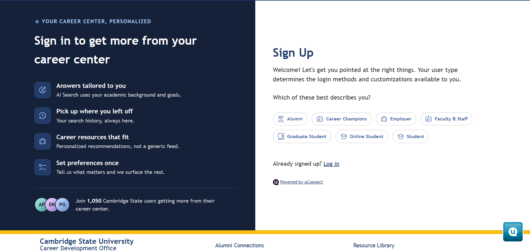 personalized sign up screen on uconnect