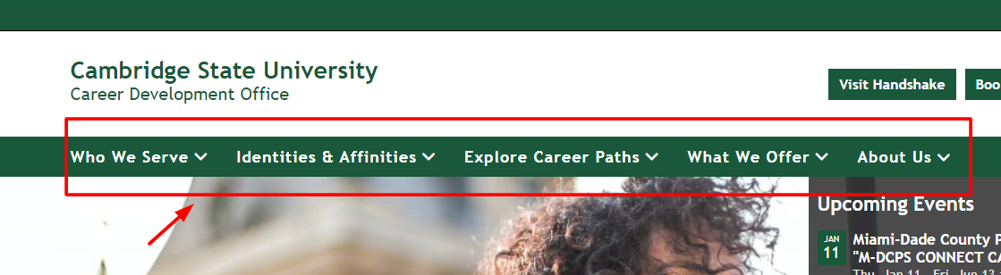 Primary menu in uConnect