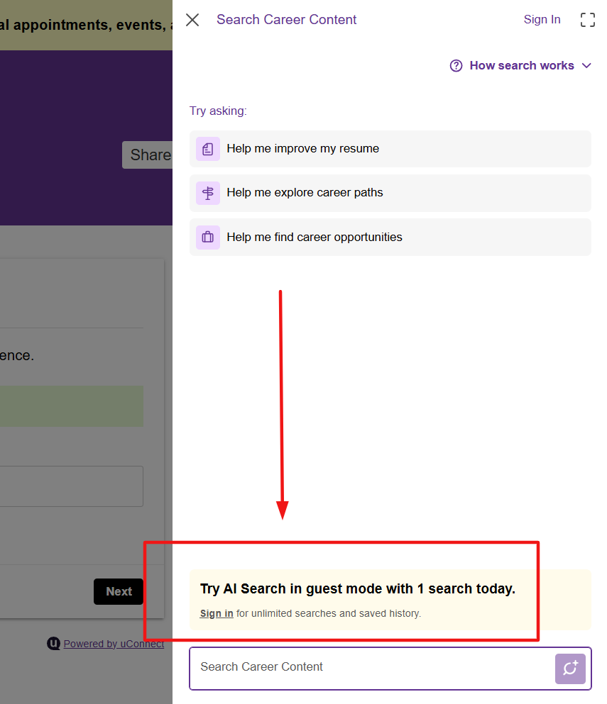 guest mode with 1 free search in AI search