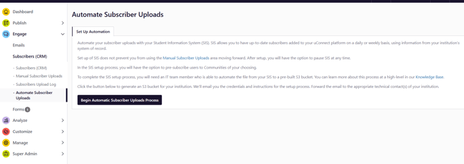 automated subscriber uploads that have not yet been configured