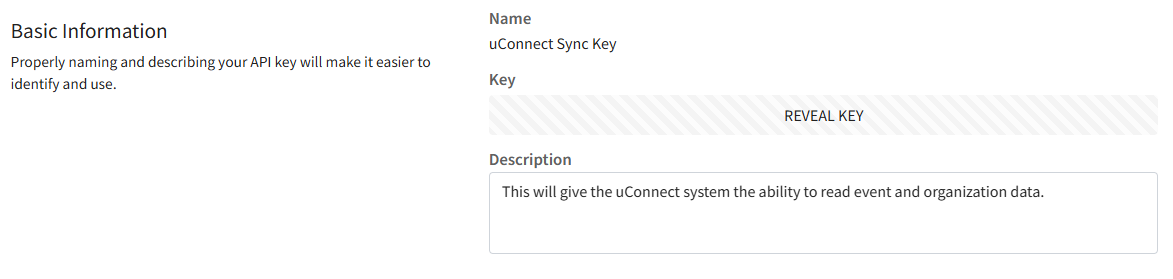 Screenshot of the 'Reveal Key' option in the Anthology Admin dashboard.