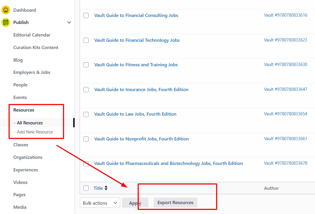 export resources within a uconnect platform